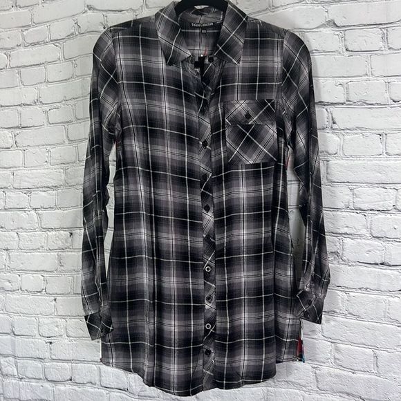 NEW Tolani Collection Neicy top button down plaid floral size XXS - Picture 3 of 14